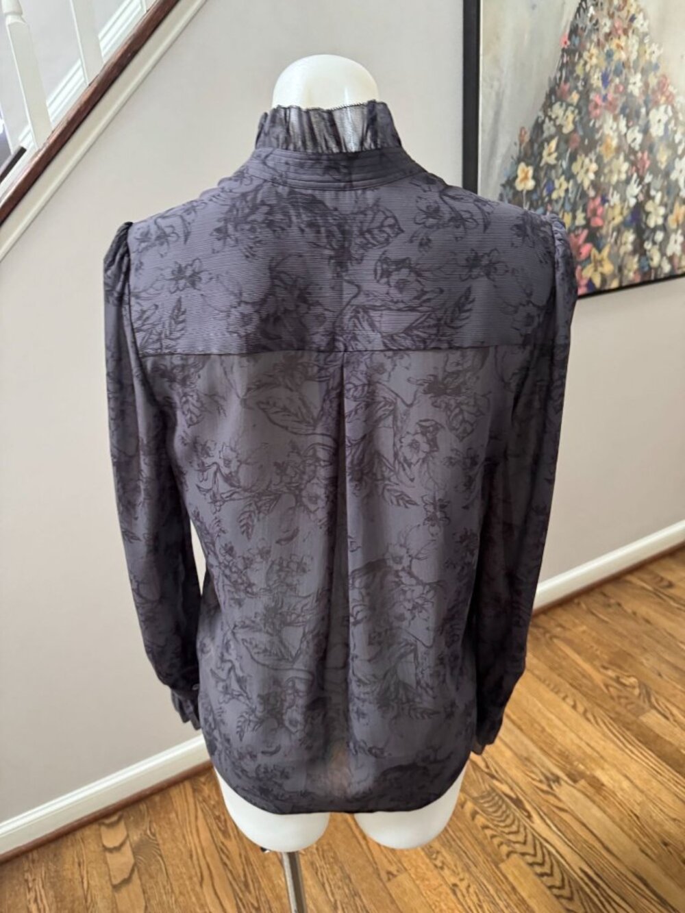 L'Agence Carla Sheer Snake Print Blouse Black Size XS - Picture 2 of 2